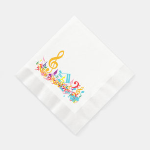 Serviette En Papier Notes musicales brouillées colorées