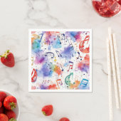 Serviette En Papier Notes musicales d'aquarelle (En situation)