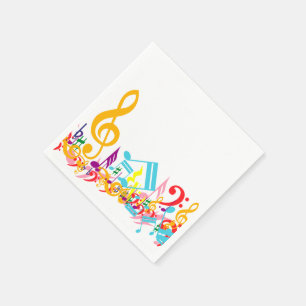 Serviette En Papier Notes musicales de jumbled colorées