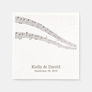 Serviette En Papier Notes musicales élégantes Papier Mariage de musiqu