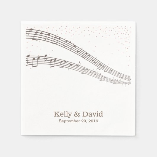 Serviette En Papier Notes musicales élégantes Papier Mariage de musiqu (Devant)