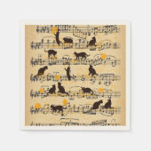 Serviette En Papier Notes musicales et chatons (Devant)