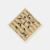 Serviette En Papier Notes musicales et chatons (Coin)