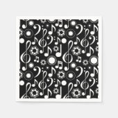 Serviette En Papier Notes musicales et Clefs - Blanc sur noir (Devant)