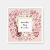 Serviette En Papier Notes musicales et fleurs Style rétro Anniversaire (Devant)