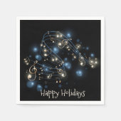 Serviette En Papier Notes musicales et lumières de Noël (Devant)