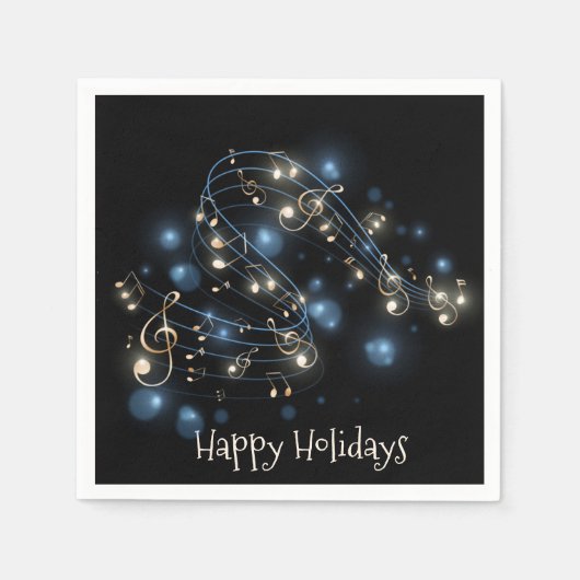 Serviette En Papier Notes musicales et lumières de Noël (Devant)