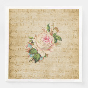 Serviette En Papier Notes musicales et Rose vintage Dîner en papier Na