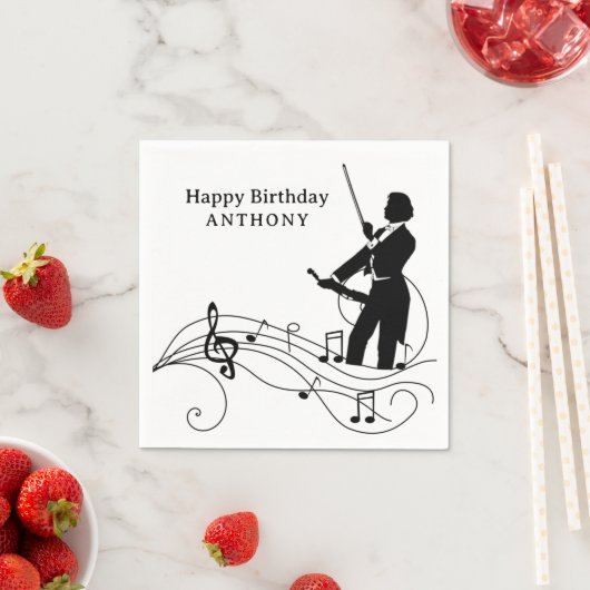 Serviette En Papier Notes musicales et violoniste (En situation)