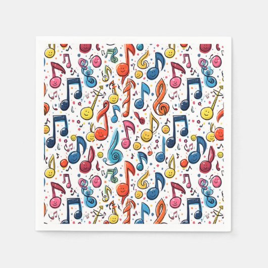 Serviette En Papier Notes musicales Kawaii Art Design (Devant)