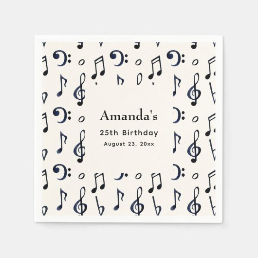 Serviette En Papier Notes musicales mignonnes Motif Anniversaire (Devant)