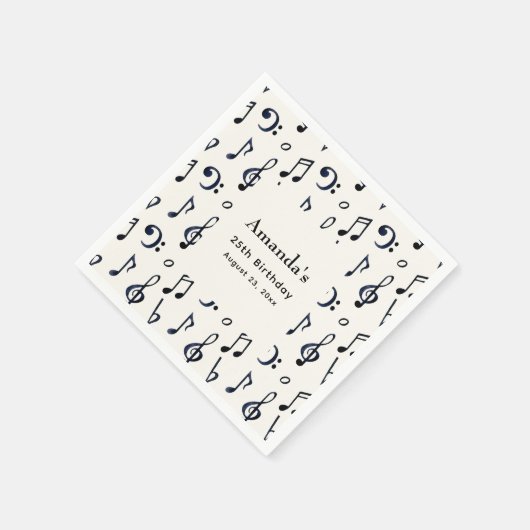Serviette En Papier Notes musicales mignonnes Motif Anniversaire (Coin)