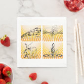 Serviette En Papier Notes musicales multiples (En situation)
