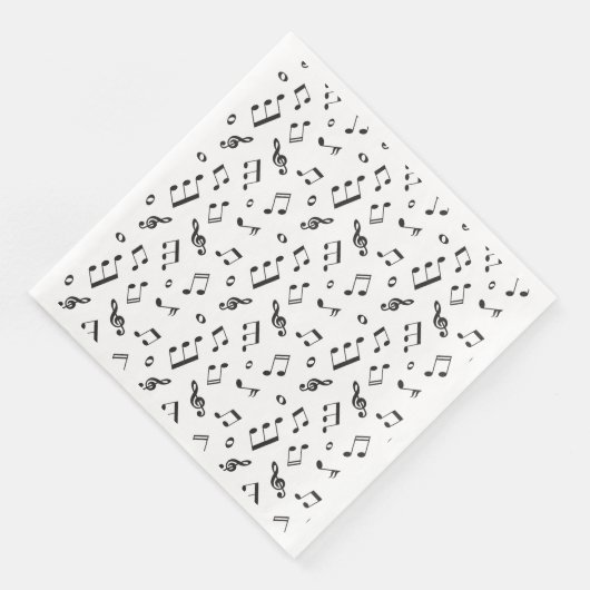 Serviette En Papier Notes musicales noir et blanc (Coin)