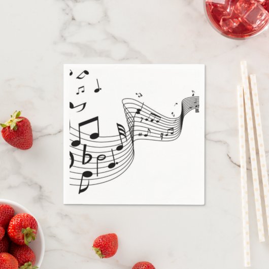 Serviette En Papier Notes musicales sur Argent (En situation)