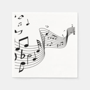Serviette En Papier Notes musicales sur Argent
