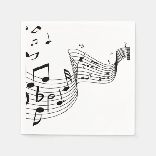 Serviette En Papier Notes musicales sur Argent (Devant)