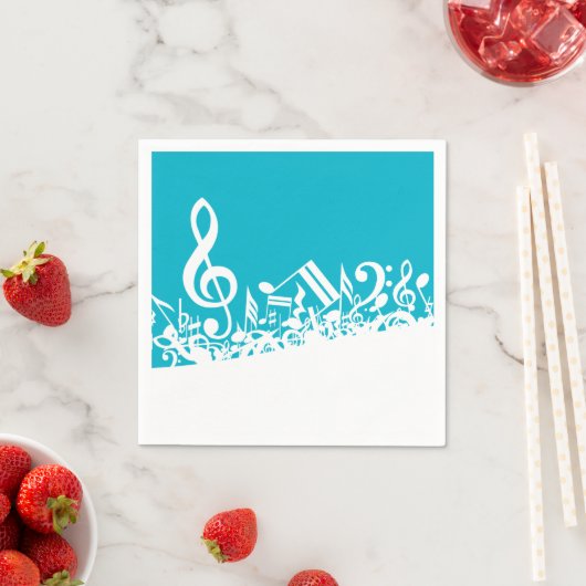 Serviette En Papier Notes sur la turquoise (En situation)