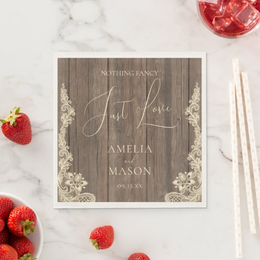 Serviette En Papier Nothing Fancy Just Love Rustic Wedding (En situation)