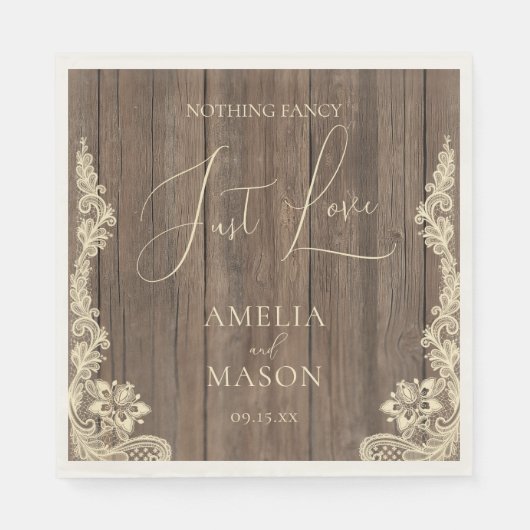 Serviette En Papier Nothing Fancy Just Love Rustic Wedding (Devant)