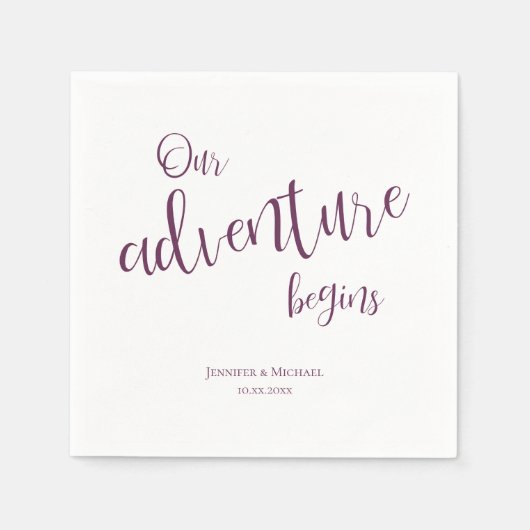 Serviette En Papier Notre aventure commence la typographie de prune ma (Devant)