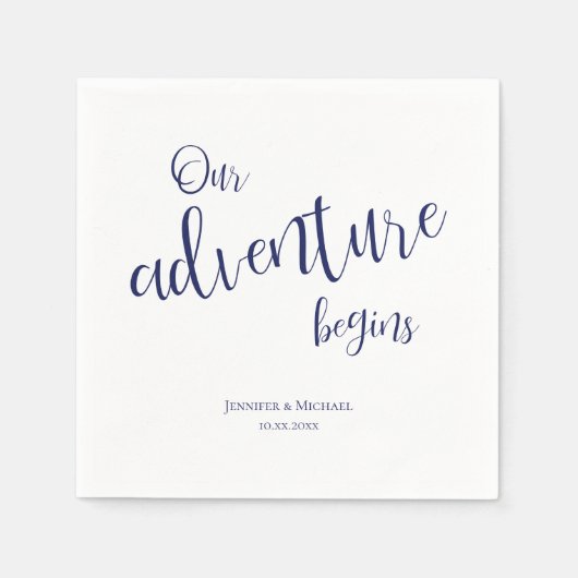 Serviette En Papier Notre aventure commence mariage de typographie ble (Devant)