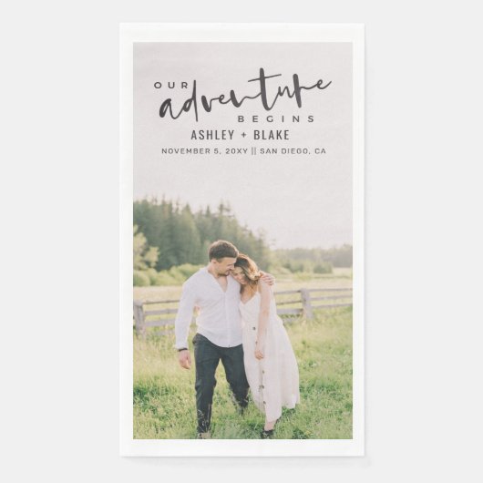 Serviette En Papier Notre aventure commence Script Photo Enregistrer l (Devant)