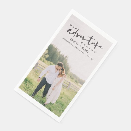 Serviette En Papier Notre aventure commence Script Photo Enregistrer l (Coin)