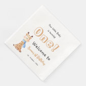 Serviette En Papier Notre Bébé tourne une petite girafe 1er anniversai (Coin)