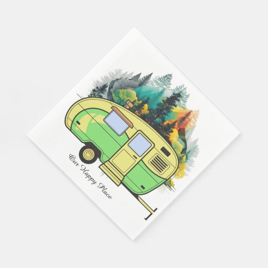 Serviette En Papier Notre Endroit Heureux. Plaque Papier de camping Re (Coin)