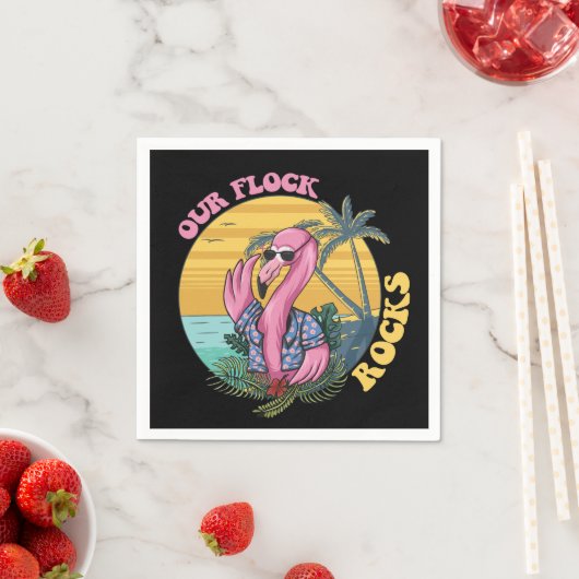 Serviette En Papier Notre Flamant rose Flock Rocks Super Retro (En situation)