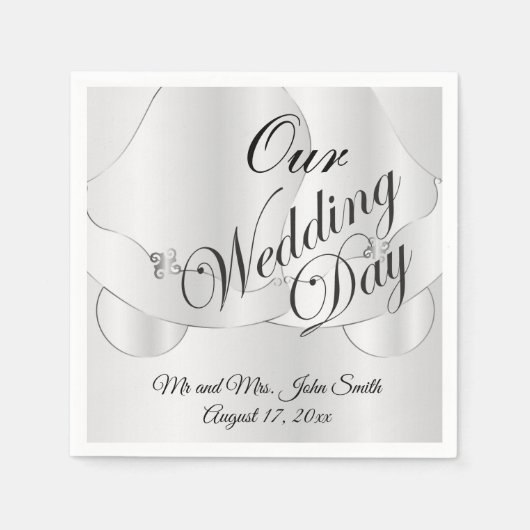 Serviette En Papier Notre jour de mariage - Mariage Bells (Devant)