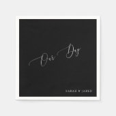 Serviette En Papier Notre journée Custom B/W Mariage Cocktail (Devant)