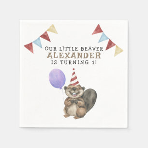 Serviette En Papier Notre Little Beaver 1ère fête d'anniversaire