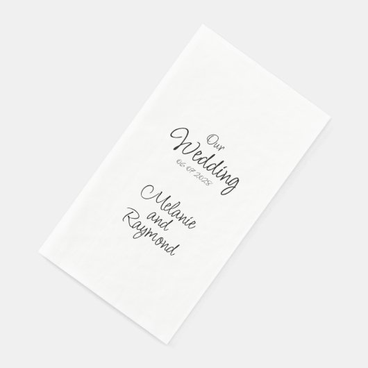 Serviette En Papier Notre Mariage manuscrit Script Décontracté (Coin)