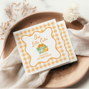 Serviette En Papier Notre petit anniversaire orange mignon