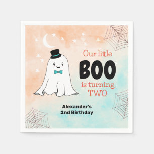 Serviette En Papier Notre Petit Boo Cute Ghost Avec Casquette 2e Anniv