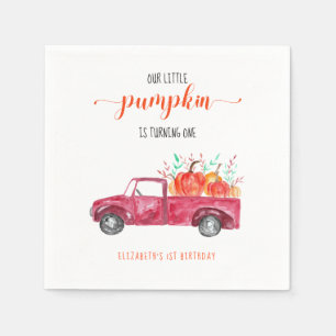 Serviette En Papier Notre Petit Citrouille 1er Anniversaire Camion Rou
