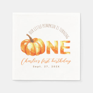 Serviette En Papier Notre Petit Citrouille Automne Aquarelle Premier A