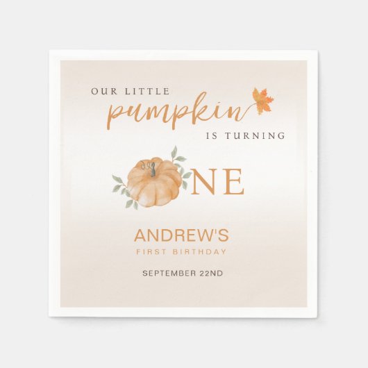 Serviette En Papier Notre Petit Citrouille Automne automne 1er anniver (Devant)