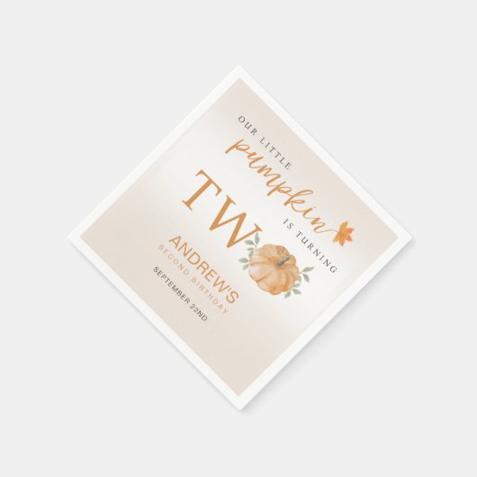 Serviette En Papier Notre Petit Citrouille Automne Automne 2e Annivers (Coin)