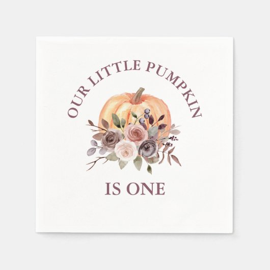 Serviette En Papier Notre petit Citrouille automne fleuri premier anni (Devant)