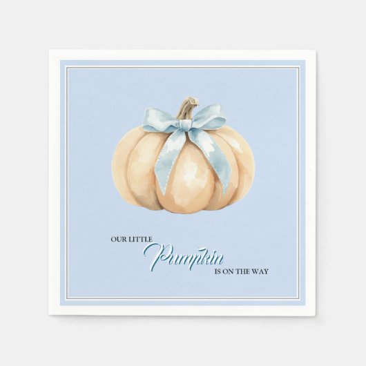 Serviette En Papier Notre petit Citrouille Baby shower d'automne Bleu  (Devant)