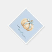 Serviette En Papier Notre petit Citrouille Baby shower d'automne Bleu  (Coin)