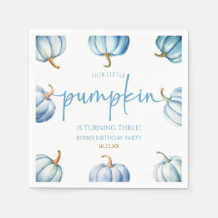 Serviette En Papier Notre Petit Citrouille Bleu Blanc Automne Fête d'A
