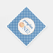 Serviette En Papier Notre petit Citrouille bleu plaid premier annivers (Coin)