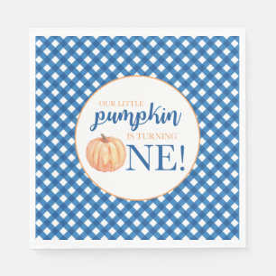 Serviette En Papier Notre petit citrouille carreaux bleus premier anni