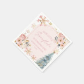 Serviette En Papier Notre Petit Flocon de neige rose fête d'anniversai (Coin)