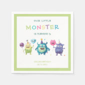 Serviette En Papier Notre petit monstre | Trois monstres colorés (Devant)