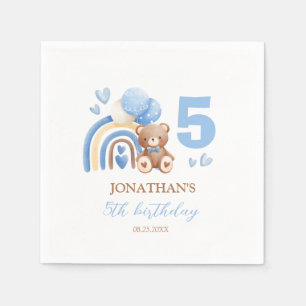 Serviette En Papier Notre petit ours Rainbow Balloon Anniversaire